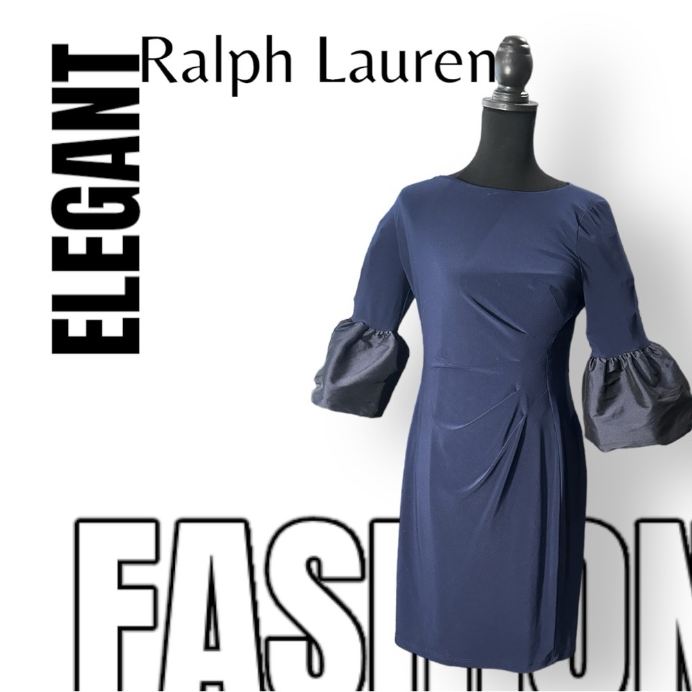 Lauren Ralph Lauren Taffeta Bell Sleeve Dress sz 10P